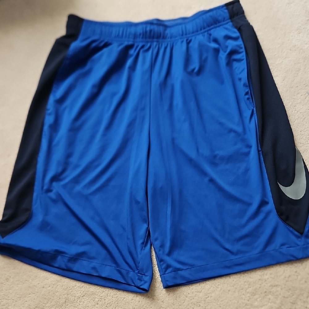 Nike Blue and Black Athletic Shorts with Moisture-Wicking Fabric